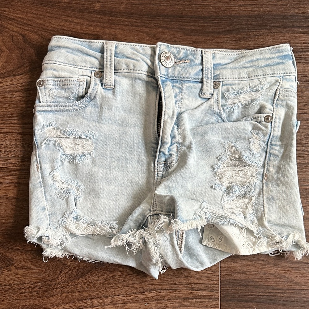 American Eagle Outfitters Light Wash Distressed Jean Shorts